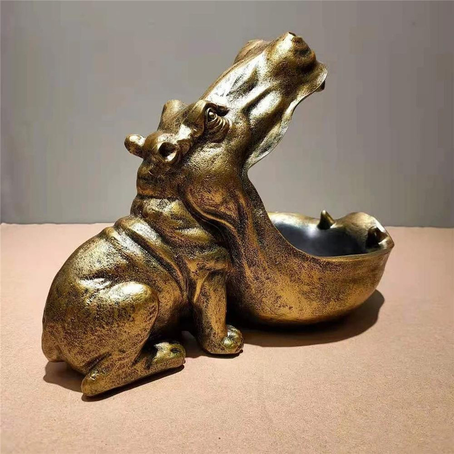 Yiran Furniture Nilpferd Figur als Desktop Aufbewahrungsbox und Schlüssel Schale aus Harz in modernem Stil - Bild 2