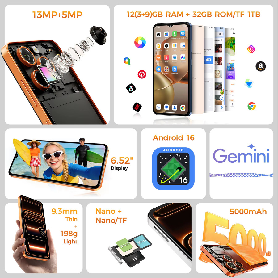 OUKITEL C17 Smartphone in Silber mit Android 16, 6,52-Zoll-Display, 12 GB RAM, 32 GB ROM und 5000 mAh Akku - Bild 5