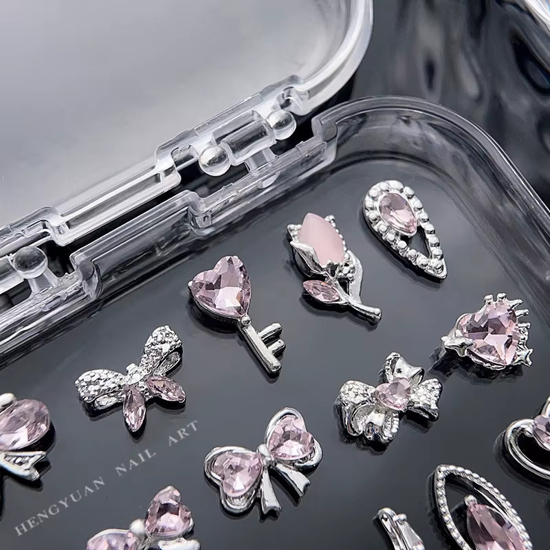 Nibiru DU Nagel Charms, Silber Rosa Diamant, 10 Teile, Glänzend - Bild 2