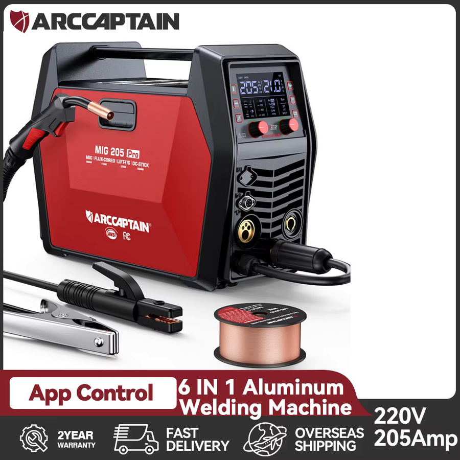 ARCCAPTAIN 6-in-1 Schweißgerät mit iControl APP-Steuerung, 205A, 220V, Gas-MIG, Fülldraht-MIG, MMA, TIG, Punktschweißen und Spool Gun für Aluminium - Bild 4