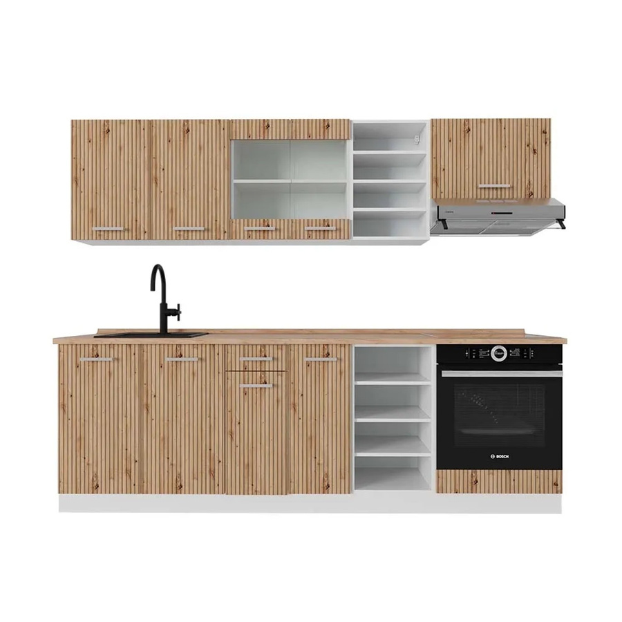 Vicco R-Line Küchenzeile Artisan Eiche und Weiß, Breite: 240 cm - Bild 2