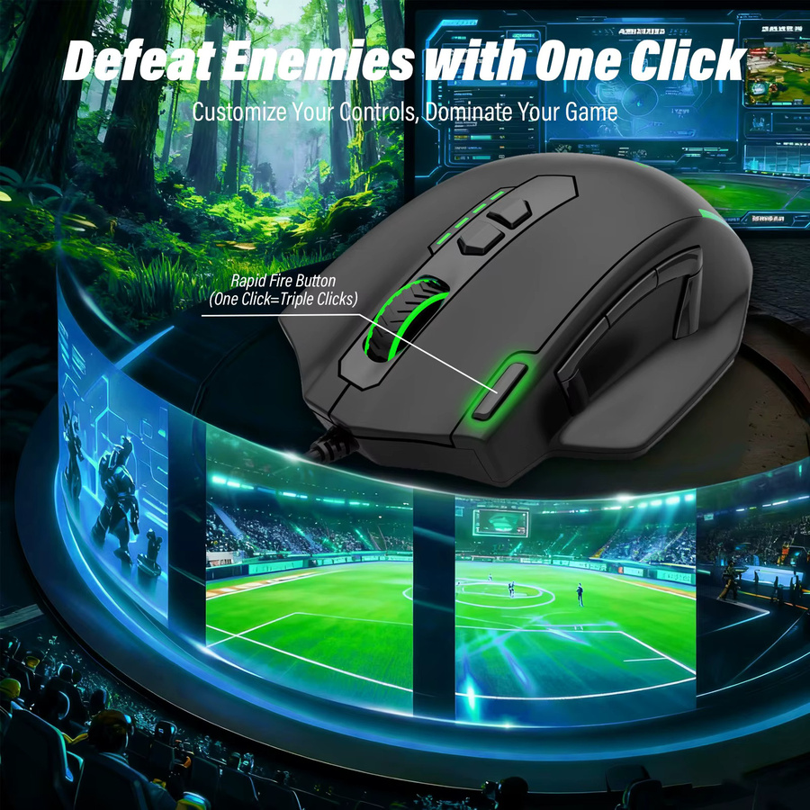 E-YOOSO X-41 Gaming-Maus mit RGB-Beleuchtung, 12400 DPI, 11 programmierbare Tasten und einstellbarem Gewicht in Schwarz - Bild 3