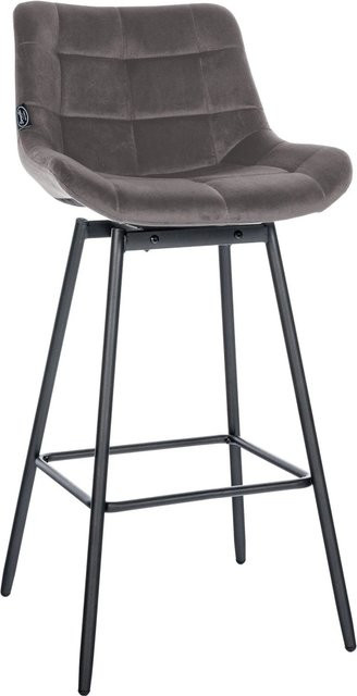 DELUKE Barhocker VISEN Barstuhl aus Samt in Grau mit Lehne, drehbar und modern, B/T/H: 49 x 56 x 105 cm - Bild 1