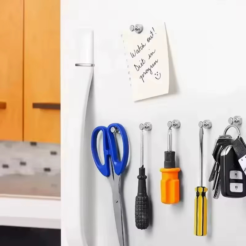 Mognot Mehrzweck-Magnethaken in Chrom Silber, 10 Stück starke Hochleistungsmagnete ohne Bohren für Küche, Kühlschrank, Büro und Garage - Bild 2