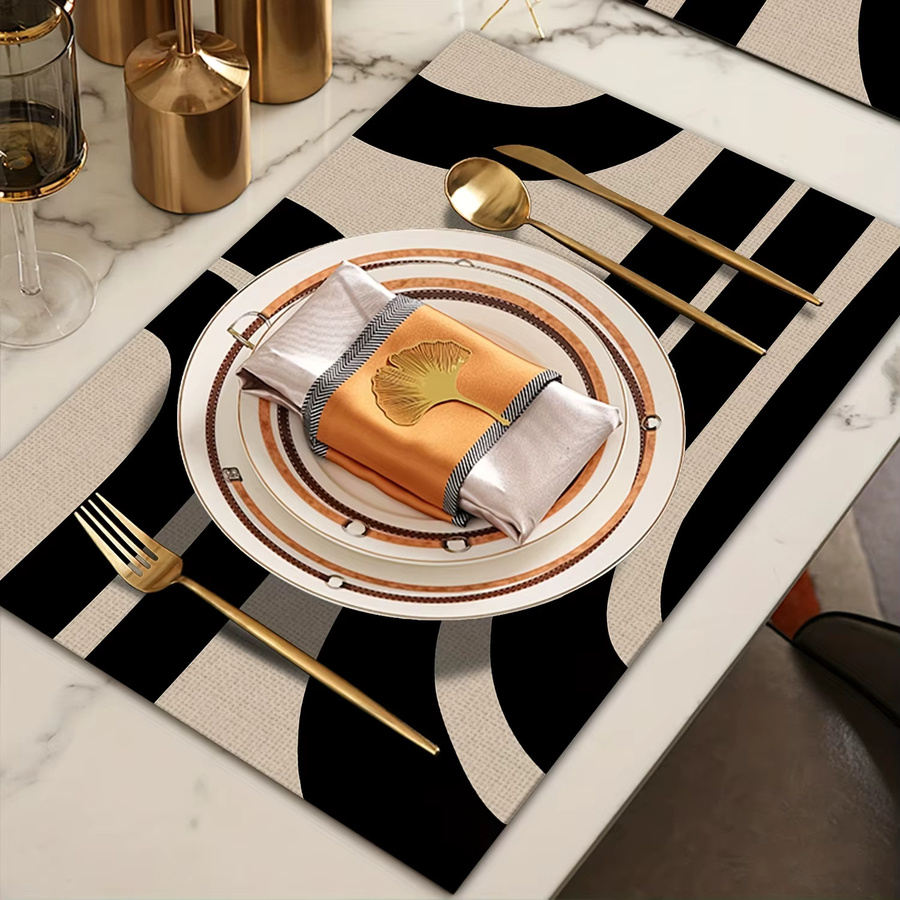 VIKAMA Tischmatte Set mit geometrischem Design in Schwarz für Küche und Restaurant - Bild 2
