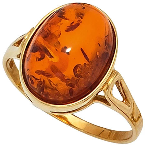 Colfem Ring 375 Gelbgold, Bernstein, Damen, Ringgröße 50 - Bild 1