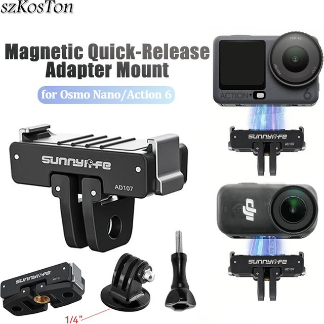 DJI OSMO Action 6 Magnetischer Quick Release Adapter mit Dual-Klaue-Schnittstelle in Schwarz - Bild 1
