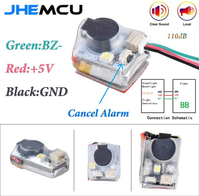 JHEMCU Finder Beeper Buzzer Tracker mit LED Anti-Verlust Alarm für FPV Racing Drone Flight Controller - Bild 1