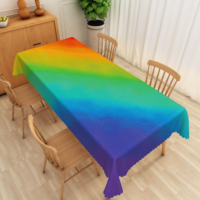Wasserdichte rechteckige Tischdecke von JMG Household Supplies mit Regenbogen-Verlauf in Mehrfarbig, B/B: 90 x 140 cm - Bild 1