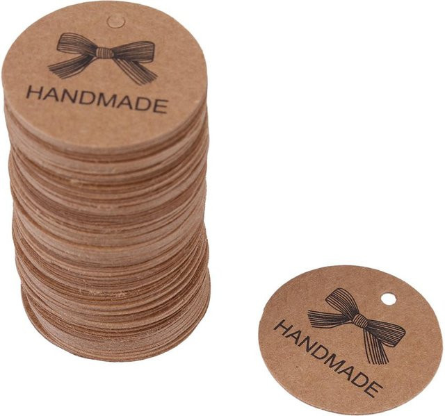 Neoglint 100 Stück Handgemachte Anhänger aus Papier in Braun für Hochzeit, Geschenke und Schmuck - Bild 1