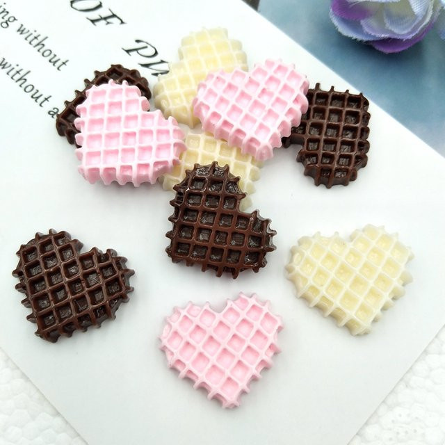 10er Set Lebensmittel Cabochons aus Harz in Herzform für Scrapbooking und Bastelarbeiten, mehrfarbig - Bild 1