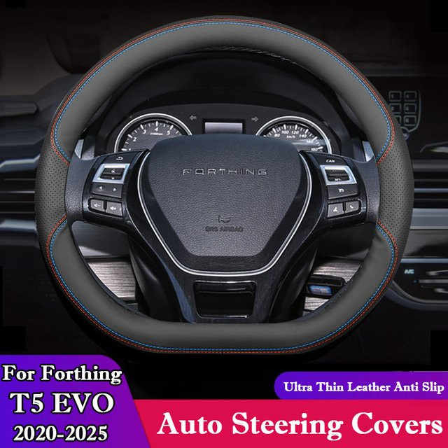 HuiER Lenkradabdeckung in D-Form für Forthing T5 Evo, Braid Steering Wheel Wrap, Schwarz - Bild 1