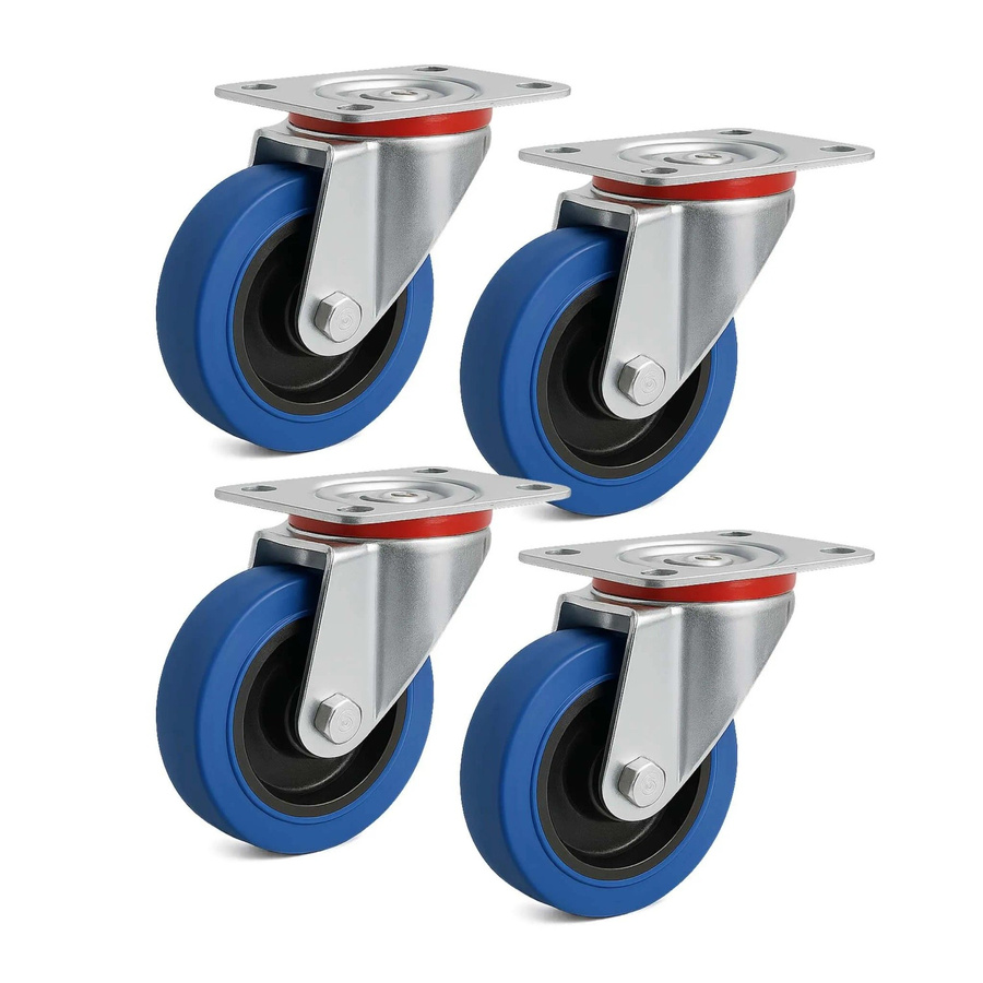 Wiltec Lenkrollen Set 4er Pack blaue Transportrollen ohne Bremse aus Kunststoff, Durchmesser: 100 mm, Tragkraft: 160 kg - Bild 2