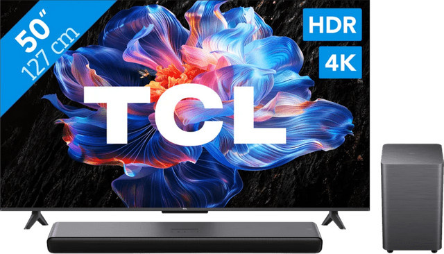 TCL 50 Zoll LED 4K UHD Smart TV P61K (2025) und TCL S55H 2.1 Soundbar Set in Schwarz - Bild 1