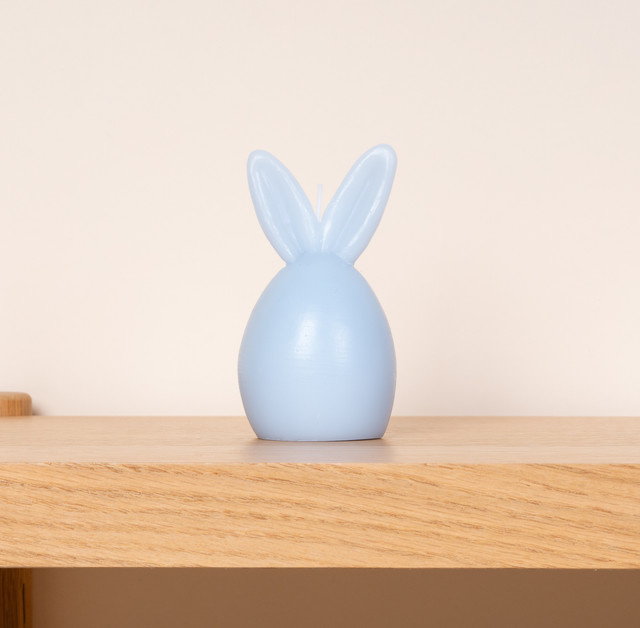 BLUME2000 Deko Kerze Hase in Blau für die Osterzeit, Höhe: 8,0 cm, Breite: 6,5 cm, Tiefe: 6,5 cm - Bild 1