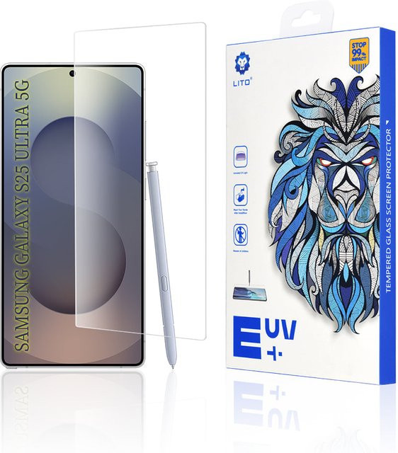 Lito Displayschutzfolie aus gehärtetem Glas mit UV-Kleber und 3D-Effekt für Samsung Galaxy S25 Ultra S938, transparent - Bild 1