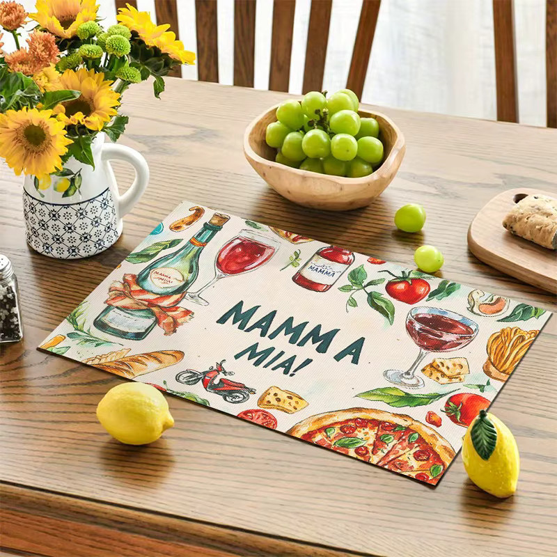 VIKAMA Aquarell Tischsets mit italienischem Thema zur Dekoration für Esszimmer und Küche - Bild 2
