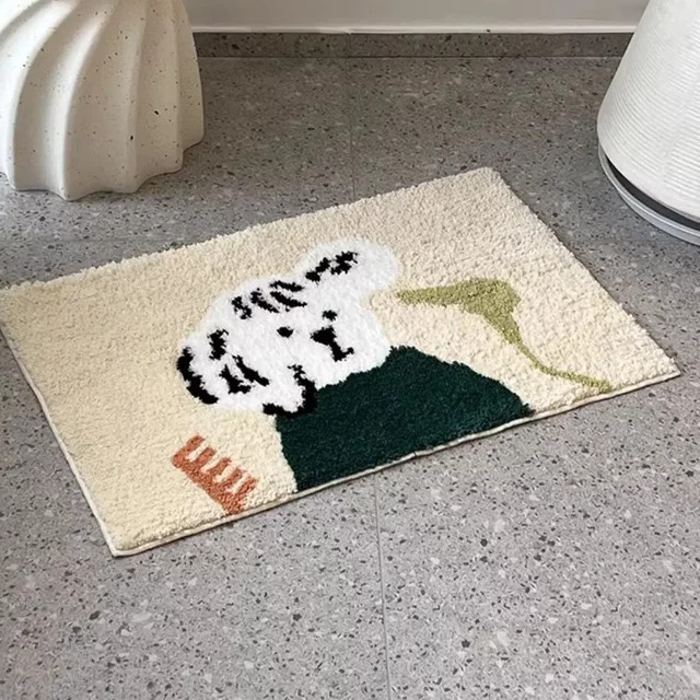 VIKAMA Rutschfeste Badezimmer Matte mit Cartoon Welpe Design, Saugfähige Fußmatte aus Kaschmir für das Badezimmer - Bild 1
