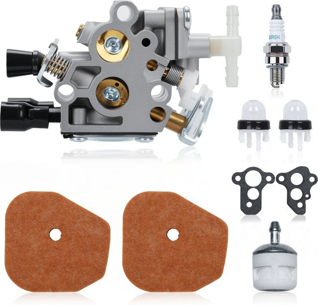 Vergaser Set für Stihl HS46 und HS56 Heckenschere inklusive ZAMA C1T-S195 Ersatzteil mit Luft-Kraftstofffilter, Zündkerze und Primer-Birne - Bild 1
