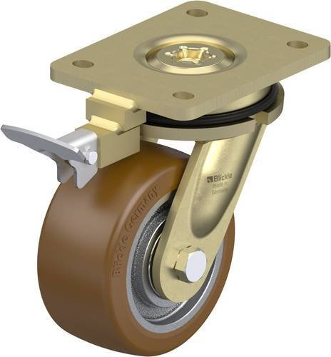 Blickle Lenkrolle LS-GB 128K-RI4 mit Feststeller, Farbe Silber, Rad-Durchmesser: 125 mm, Tragfähigkeit: 850 kg - Bild 1