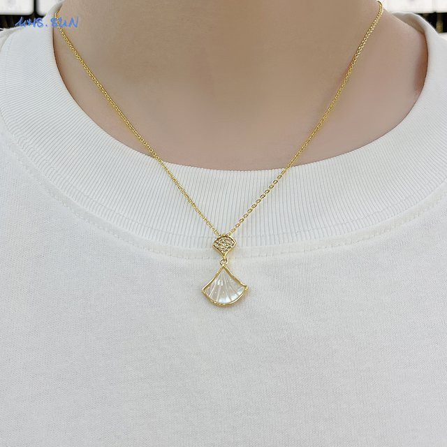 SUNSLL Halskette, Muschel-Anhänger, Zirkonia, Gold, Messing, Damen - Bild 1