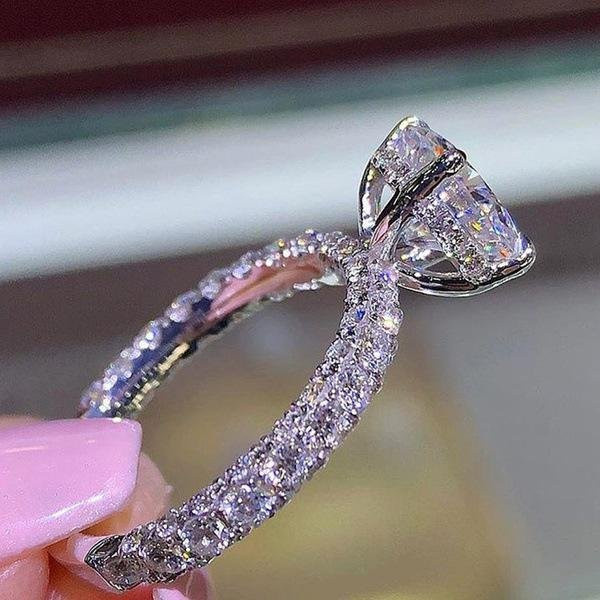 FashionFlair Verlobungsring, Prinzessin-Schliff, Strass, Silber, Damen, Größe 8 - Bild 1