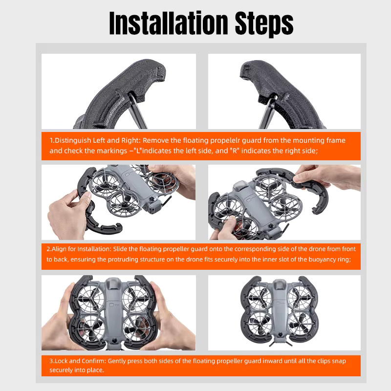 DJI Neo 2 Propellerschutz in Schwarz und Orange, stoßfester Kollisionsschutz und Propellerabdeckung für deine Drohne - Bild 2