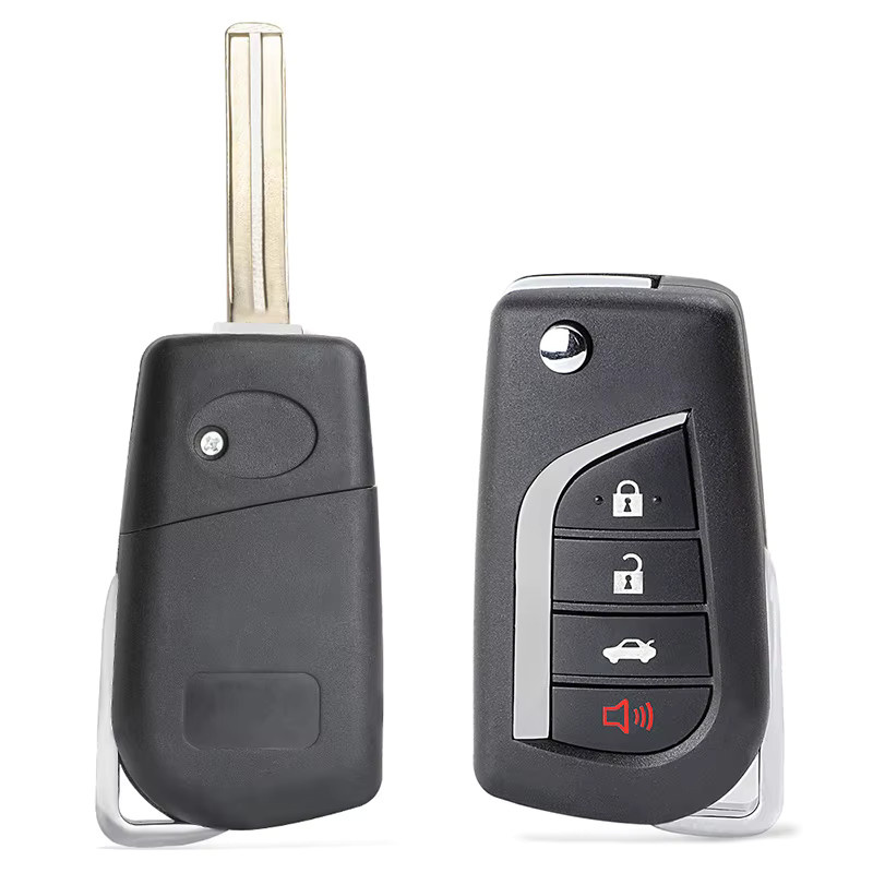 KEYECU Remote Auto Schlüsselanhänger mit Chip Flip für Toyota Camry Corolla RAV4 in Schwarz - Bild 3