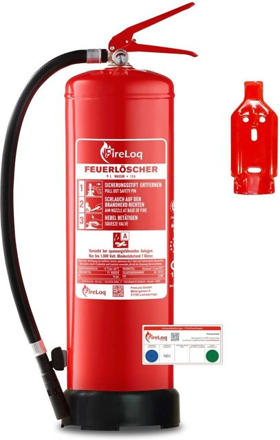 FireLoq Wasserlöscher 9L Rot mit Wandhalter und Manometer 13A 4LE - Bild 1