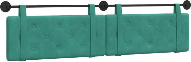 vidaXL Wandmontiertes Polsterpaneel aus Samt in Türkis, B/H/T: 210 x 55 x 5 cm - Bild 1