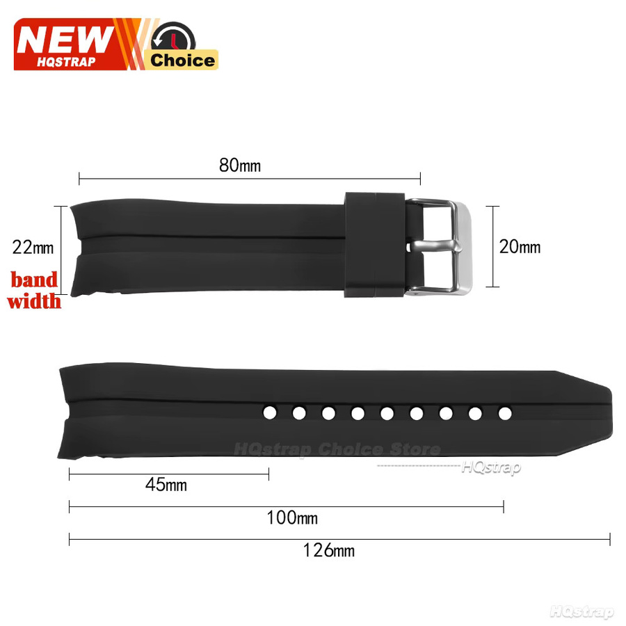 HQstrap Uhrenarmband Silikon, Schwarz, Unisex - Bild 3