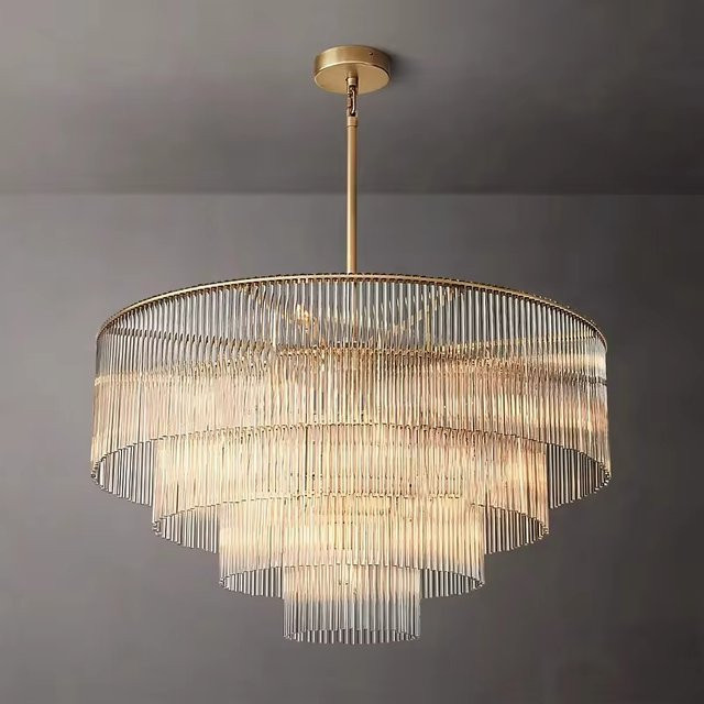 TAONUANSHU Kristall-Kronleuchter in Gold/Messing, runder Vintage Luxus Deckenleuchter für Wohnzimmer, Schlafzimmer und Restaurant - Bild 1