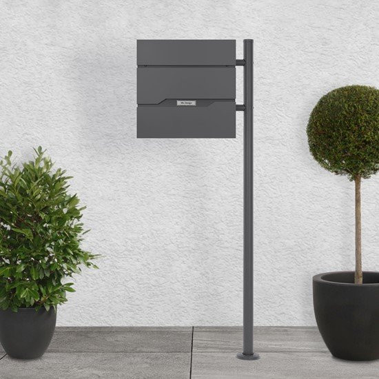 ML-Design Standbriefkasten mit Zeitungsfach und Standfuß aus Edelstahl in Anthrazit, B/T/H: 37 x 11 x 36,5 cm - Bild 1