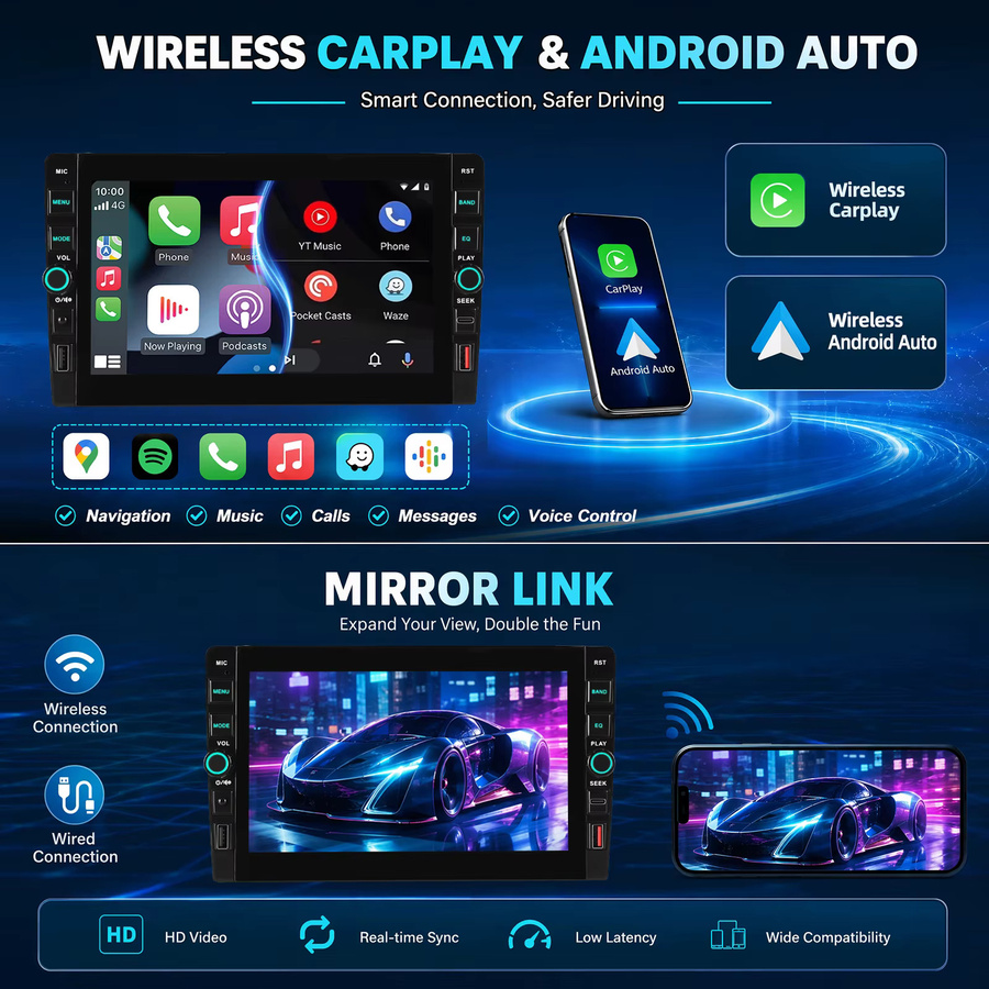 ESSGOO Android 15 Auto-Multimedia-Player mit 9 Zoll IPS-Bildschirm für Mercedes-Benz Vito W639 und Viano W639 (2003 - 2015), Apple CarPlay, 4+64G, Schwarz - Bild 2