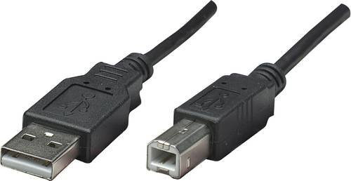 Manhattan USB 2.0 Kabel mit USB-A und USB-B Stecker in Schwarz, Länge: 0,50 m - Bild 1