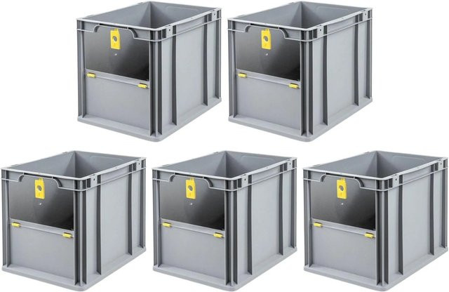PROREGAL SparSet 5x Eurobox NextGen Insight Cover Eurobehälter Transportbox, Farbe: Gelb, H x B x T: 32 x 30 x 40 cm, 30 Liter - Bild 1