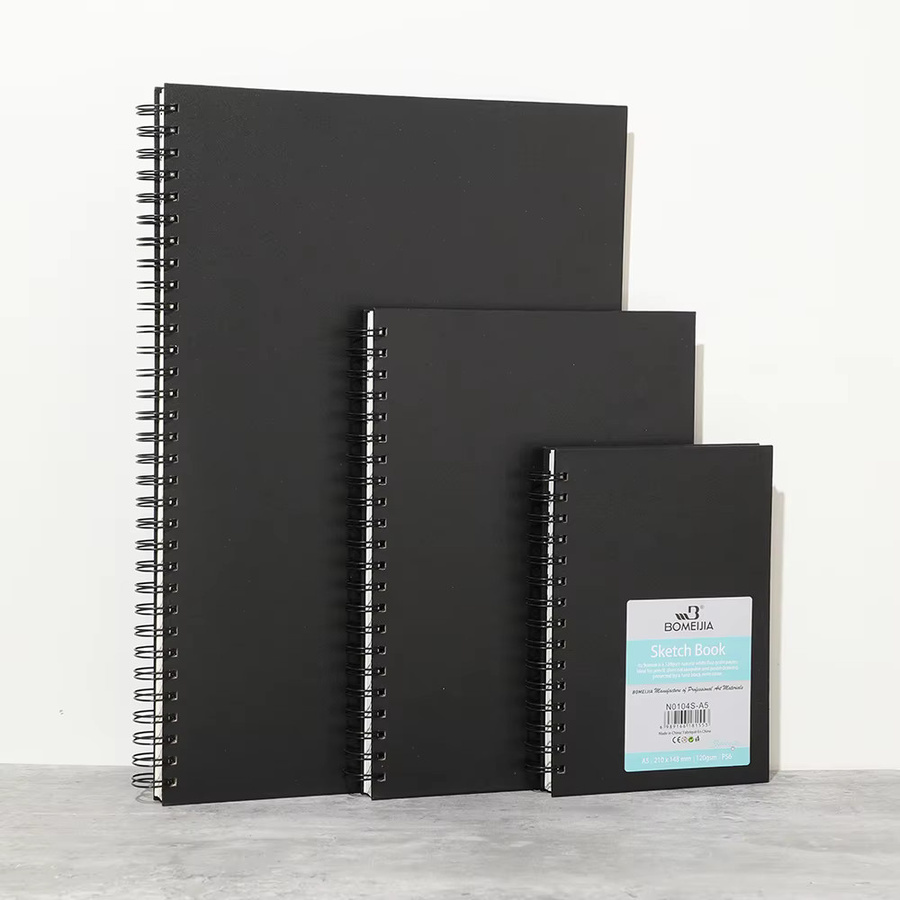 BOMEJIA Skizzenbuch mit Doppelspirale, 56 Blatt, 120 g/m², A5, Schwarz, zerreißbar - Bild 4