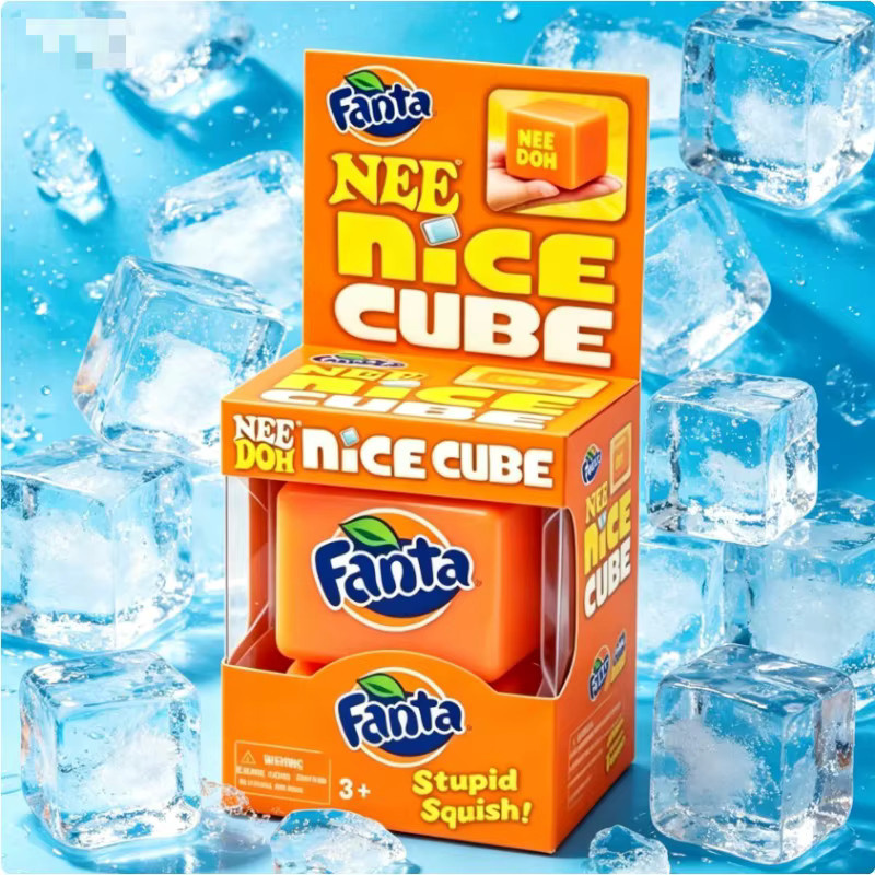 Schylling Nee Doh, Niedlicher Orangefarbener Würfel, Weiches Sensorisches Fidget-Spielzeug, Stressabbau, Schreibtisch-Spielzeug, orange - Bild 3