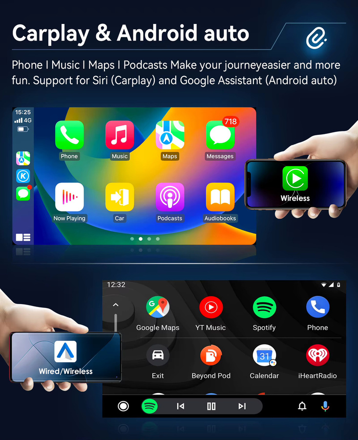 Hizpo 2Din Android Auto Radio mit 10,1 Zoll Display, GPS, 4G WIFI, Bluetooth, DSP und CarPlay, Schwarz - Bild 1