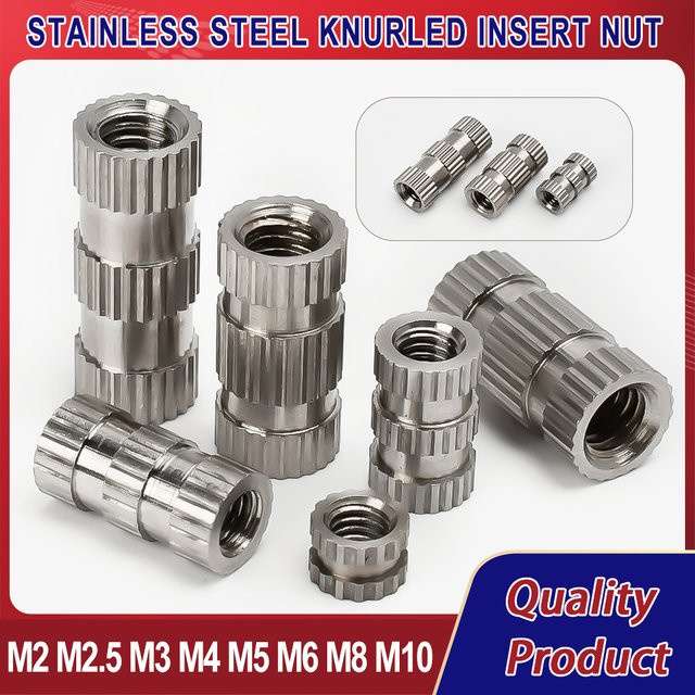 Edelstahl Einsatzmuttern für 3D-Druck und Spritzguss, Set in Silber, verschiedene Gewindegrößen M2 bis M10 - Bild 1