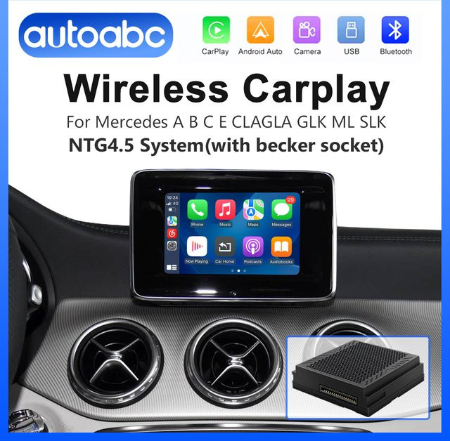 AUTOABC Wireless CarPlay und Android Auto Modul für Mercedes Benz A B C E Klasse GLA CLA GLK NTG4.5 in Schwarz - Bild 1