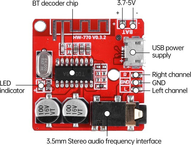 occkic Bluetooth-MP3-Decoder-Board Version 5.0 mit verlustfreiem Audio-Verstärkermodul für Auto-Stereoanlagen in Rot - Bild 1