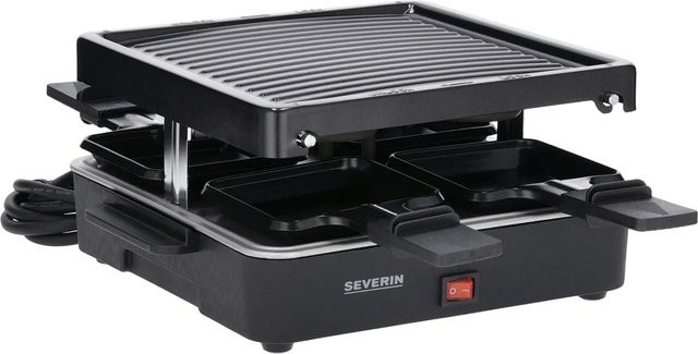 Severin Mini Raclette-Grill RG 2370 in Schwarz mit 4 Pfännchen und Grillfunktion - Bild 2