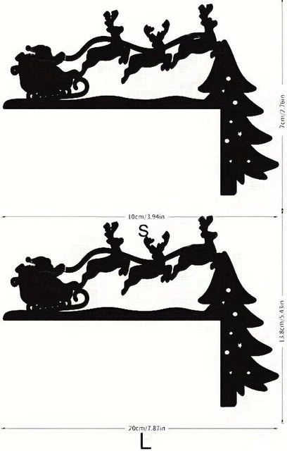 SZ-Damai 2er Set Weihnachtsmann Rentier und Schlitten 3D Acryl Spiegel Aufkleber für Wand, Tür und Schalter in Schwarz - Bild 1
