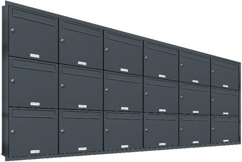 AL Briefkasten-System für 18 Parteien zur Unterputzmontage, grau, B/H/T: 153,562 x 106,6 x 11,6 cm - Bild 1