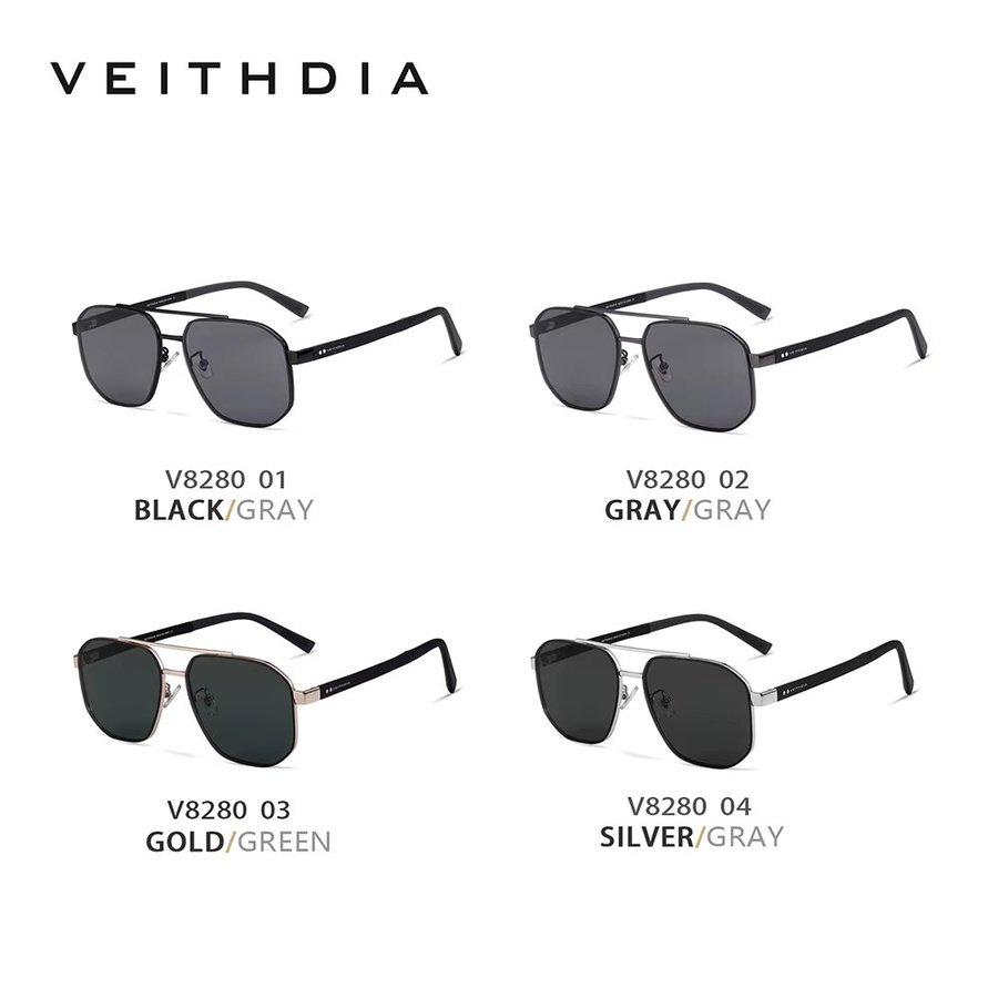 VEITHDIA 8280 Sonnenbrille, Vollrand, Square, Metall, polarisiert, Unisex - Bild 3