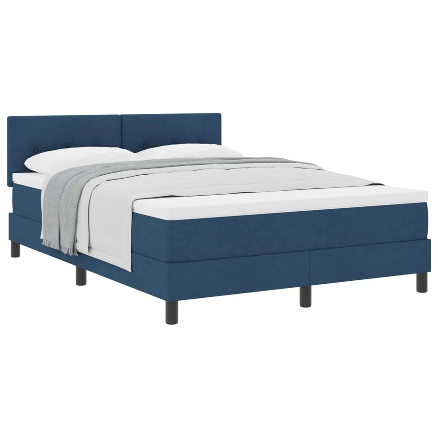 vidaXL Boxspringbett mit Matratze und Kopfteil in Blau, Hybrid-Design mit Taschenfederkern, B/T: 160 x 200 cm, Höhe: 163 cm - Bild 2