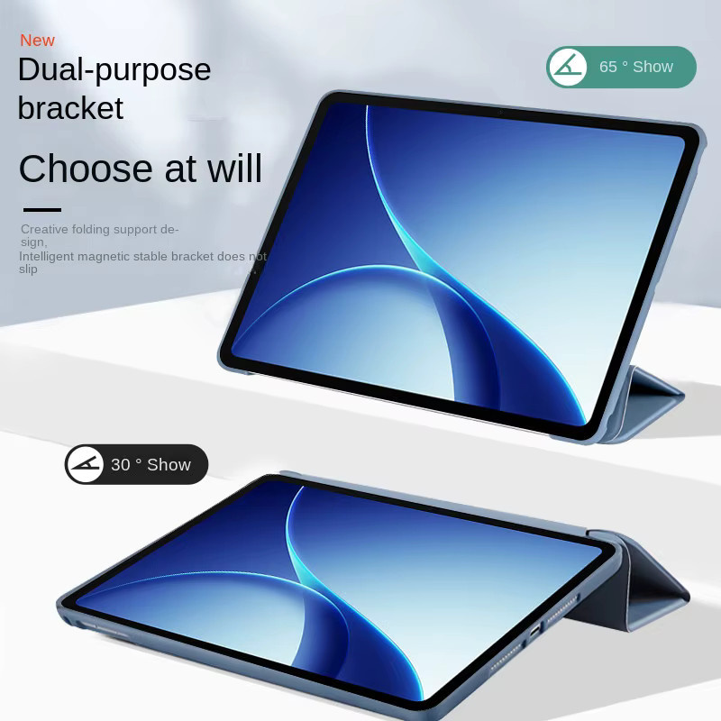 Magnetische Trifold Schutzhülle für OnePlus Pad Go 2 und OPPO Pad Air5 12,1 Zoll, PU und TPU Case, Blau - Bild 3