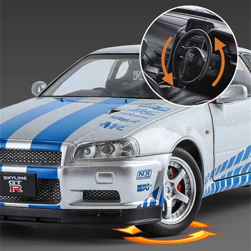 MAKEDA Silvia Skyline Ares GTR GT-R R34, Automodell, 1:24, mit Licht und Ton - Bild 3