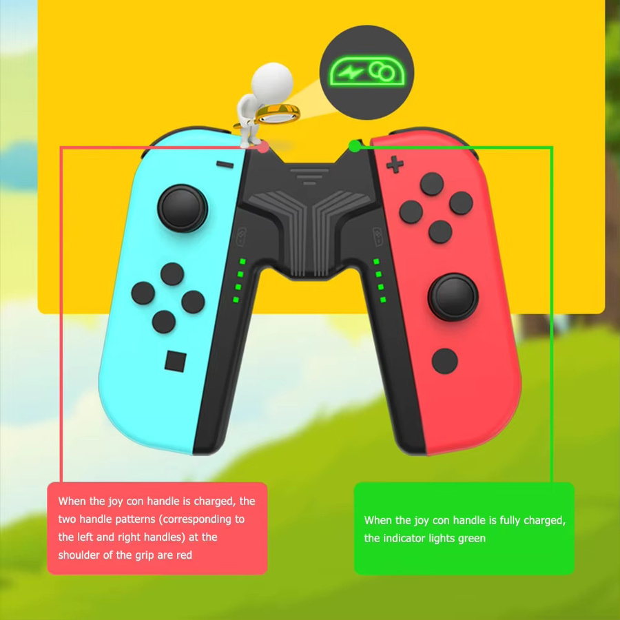 Ladestation und Halterung für Nintendo Switch und OLED Modelle, Ladegriff für Joy-Con Controller in Schwarz - Bild 3